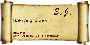 Sáfrány János névjegykártya