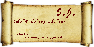 Sáfrány János névjegykártya